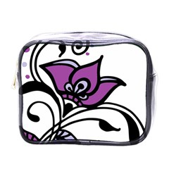 Awareness Flower Mini Travel Toiletry Bag (one Side)