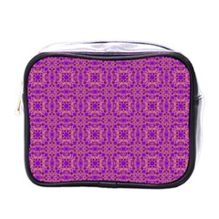 Purple Moroccan Pattern Mini Travel Toiletry Bag (one Side) by SaraThePixelPixie