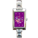 Flowery Flower Rectangular Italian Charm Watch Front