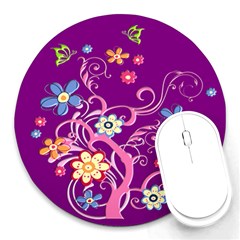 Flowery Flower 8  Mouse Pad (round)