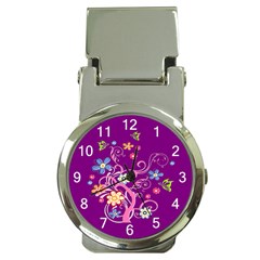 Flowery Flower Money Clip With Watch