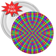 Many Circles 3  Button (100 Pack)