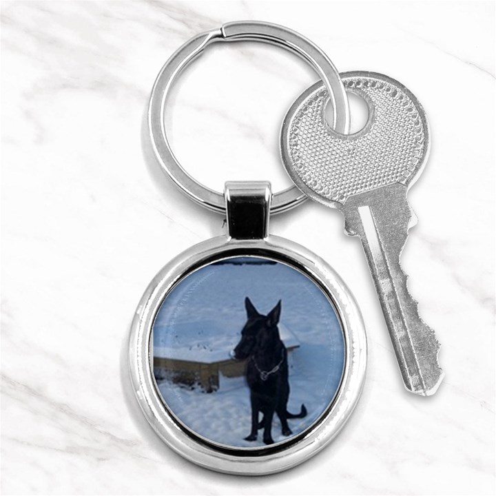 Snowy Gsd Key Chain (Round)