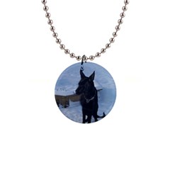 Snowy Gsd Button Necklace by StuffOrSomething