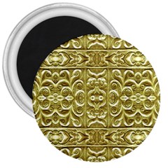 Gold Plated Ornament 3  Button Magnet