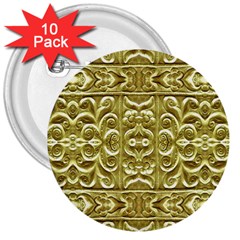 Gold Plated Ornament 3  Button (10 Pack)