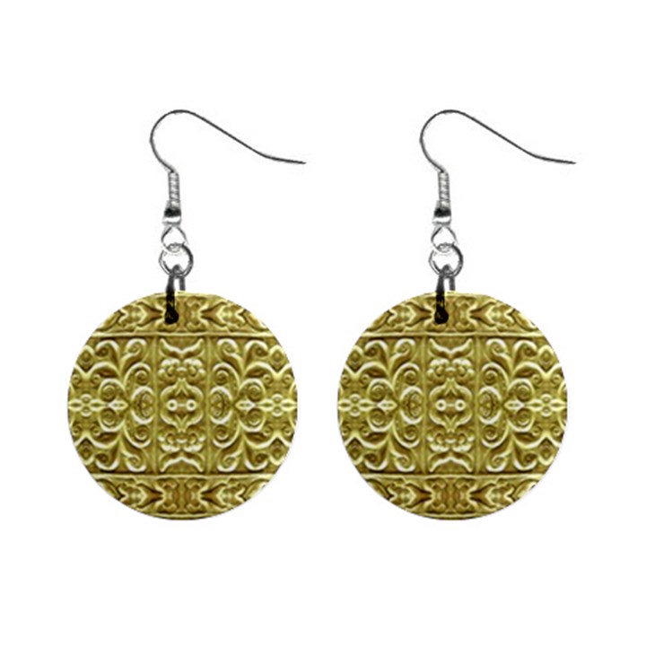 Gold Plated Ornament Mini Button Earrings