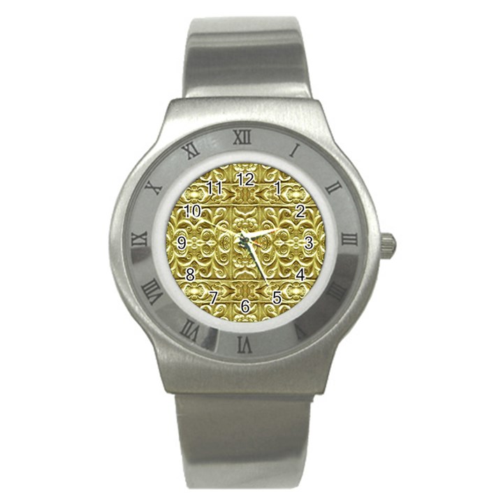 Gold Plated Ornament Stainless Steel Watch (Slim)