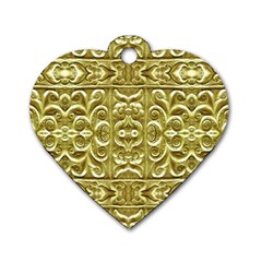 Gold Plated Ornament Dog Tag Heart (two Sided)