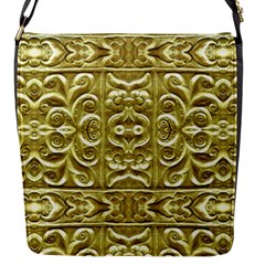 Gold Plated Ornament Flap Closure Messenger Bag (small)