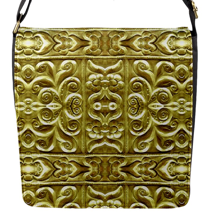 Gold Plated Ornament Flap Closure Messenger Bag (Small)