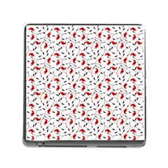 Delicate Red Flower Pattern Memory Card Reader With Storage (square) by CreaturesStore