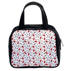 Delicate Red Flower Pattern Classic Handbag (two Sides)