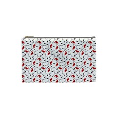 Delicate Red Flower Pattern Cosmetic Bag (small) by CreaturesStore