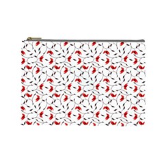 Delicate Red Flower Pattern Cosmetic Bag (large) by CreaturesStore