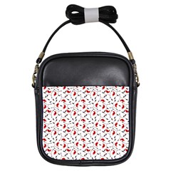 Delicate Red Flower Pattern Girl s Sling Bag