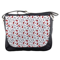 Delicate Red Flower Pattern Messenger Bag by CreaturesStore