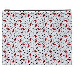 Delicate Red Flower Pattern Cosmetic Bag (xxxl)