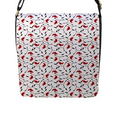 Delicate Red Flower Pattern Flap Closure Messenger Bag (large)