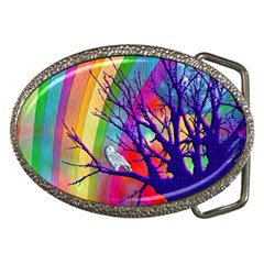 Rainbow Moon Belt Buckle (oval)