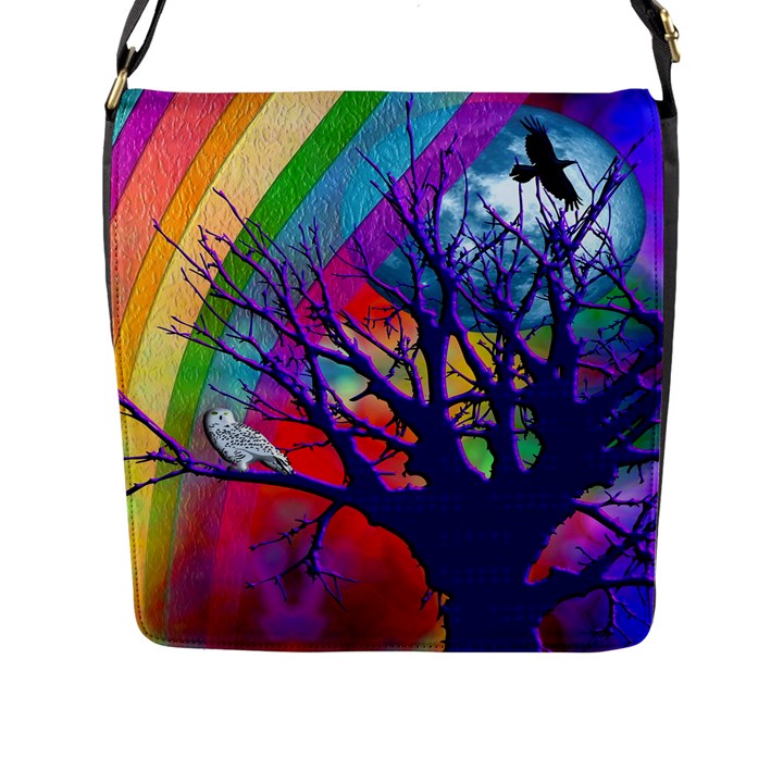 Rainbow Moon Flap Closure Messenger Bag (Large)