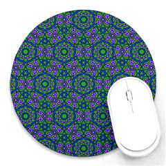 Retro Flower Pattern  8  Mouse Pad (round) by SaraThePixelPixie