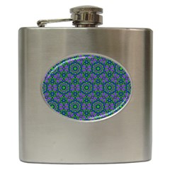 Retro Flower Pattern  Hip Flask by SaraThePixelPixie