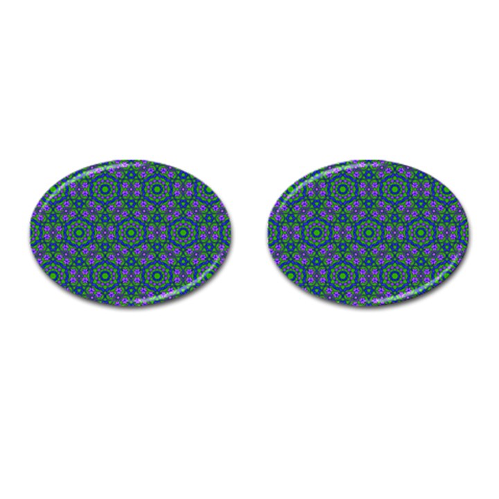 Retro Flower Pattern  Cufflinks (Oval)