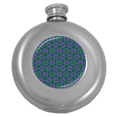 Retro Flower Pattern  Hip Flask (round) by SaraThePixelPixie