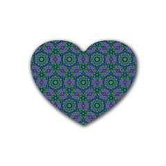 Retro Flower Pattern  Drink Coasters 4 Pack (heart)  by SaraThePixelPixie