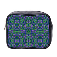 Retro Flower Pattern  Mini Travel Toiletry Bag (two Sides) by SaraThePixelPixie