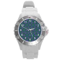 Retro Flower Pattern  Plastic Sport Watch (large)