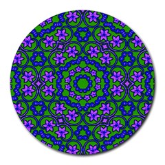 Retro Flower Pattern  8  Mouse Pad (round) by SaraThePixelPixie