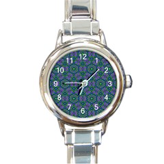 Retro Flower Pattern  Round Italian Charm Watch