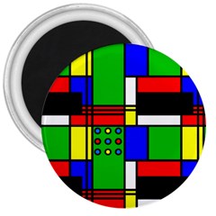 Mondrian 3  Button Magnet by Siebenhuehner