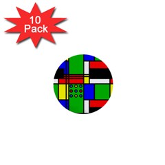 Mondrian 1  Mini Button (10 Pack)