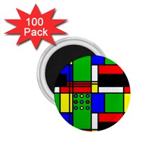 Mondrian 1 75  Button Magnet (100 Pack)