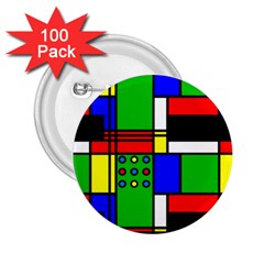 Mondrian 2 25  Button (100 Pack)