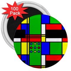 Mondrian 3  Button Magnet (100 Pack) by Siebenhuehner