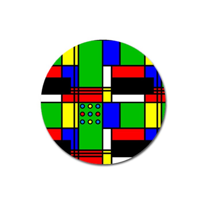 Mondrian Magnet 3  (Round)