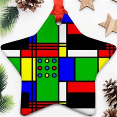 Mondrian Star Ornament (two Sides) by Siebenhuehner