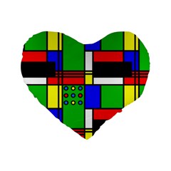 Mondrian 16  Premium Heart Shape Cushion  by Siebenhuehner