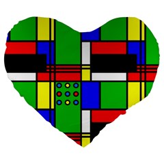 Mondrian 19  Premium Heart Shape Cushion by Siebenhuehner