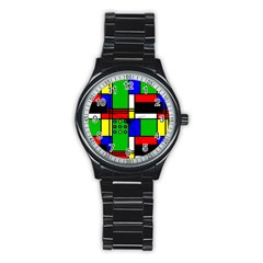 Mondrian Sport Metal Watch (black) by Siebenhuehner