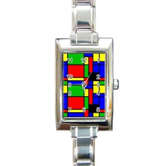 Mondrian Rectangular Italian Charm Watch by Siebenhuehner