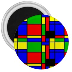 Mondrian 3  Button Magnet