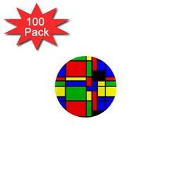 Mondrian 1  Mini Button Magnet (100 Pack) by Siebenhuehner