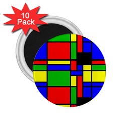 Mondrian 2 25  Button Magnet (10 Pack)