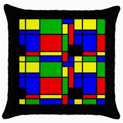 Mondrian Black Throw Pillow Case