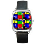 Mondrian Square Leather Watch Front